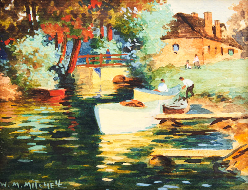 Willard Morse Mitchell, An Eastern Townships Scene, Near Richmond, P.Q., Canada; The Little Red Sleigh; Val Morin; The Hudson Bay Post at Lachine, P.Q., Canada, four watercolours - view 10