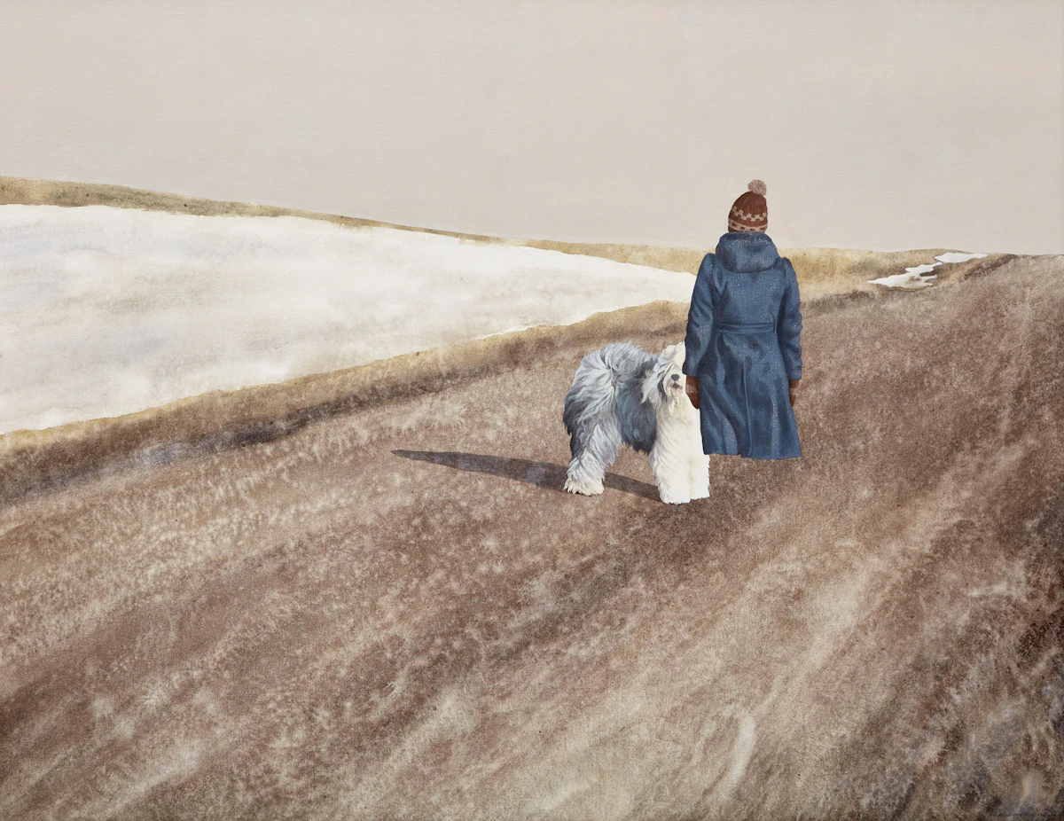 Alexandra Haeseker, Dogwalk - The Road Back, oil on canvas, 1980