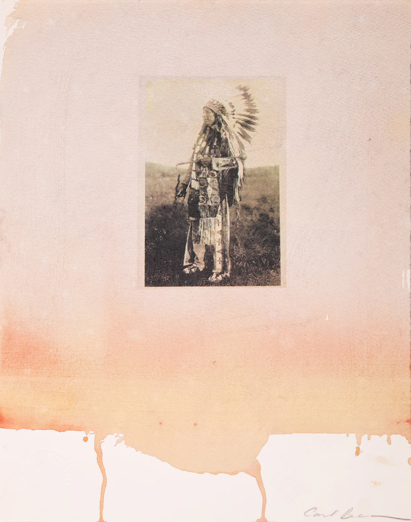 Carl Beam, Untitled (Encyclopedia of the American West); Untitled (Figure in Ceremonial Dress); Untitled (7), three mixed media works on paper - view 3