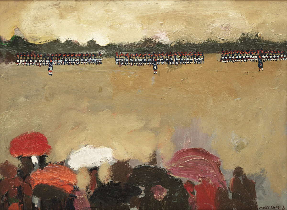 Molly Lamb Bobak, Last Parade of the Black Watch, oil on board