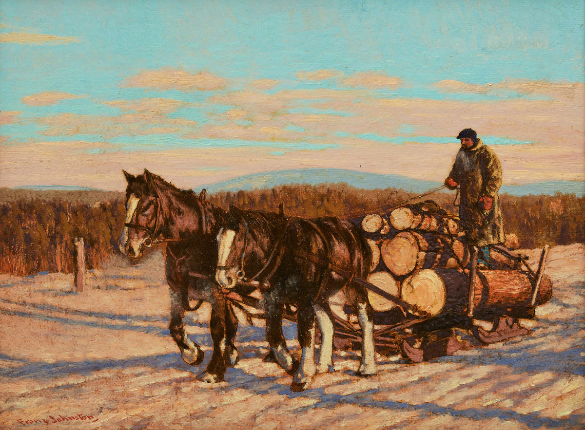 Frank Hans Johnston, Winter Morning, Quebec, oil on board