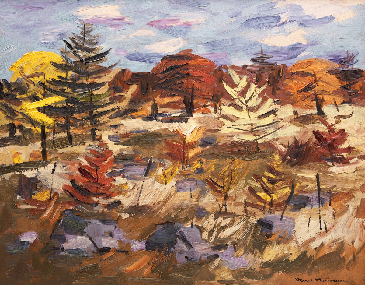 Henri Leopold Masson, Automne dans la Gatineau, oil on board, circa 1967
