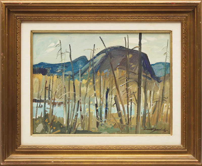 George Lorne Holland Bouchard, Laurentides en Octobre - Comte Charlevoix; The St. Lawrence River (Below Quebec), two oil paintings on board, 1900 - view 2