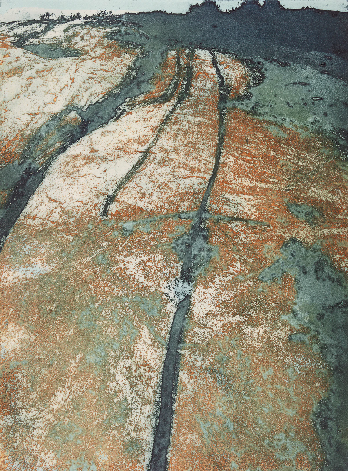 Edward John Bartram, Vertical Striations #2 (Precambrian Shield Series), etching and aquatint in colours, 1978