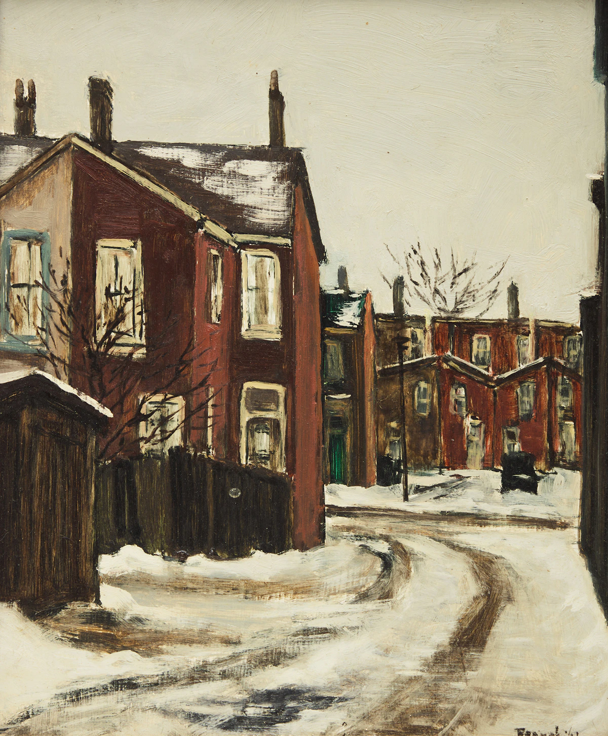 Albert Jacques Franck, Lane, East Toronto, oil on board, 1982