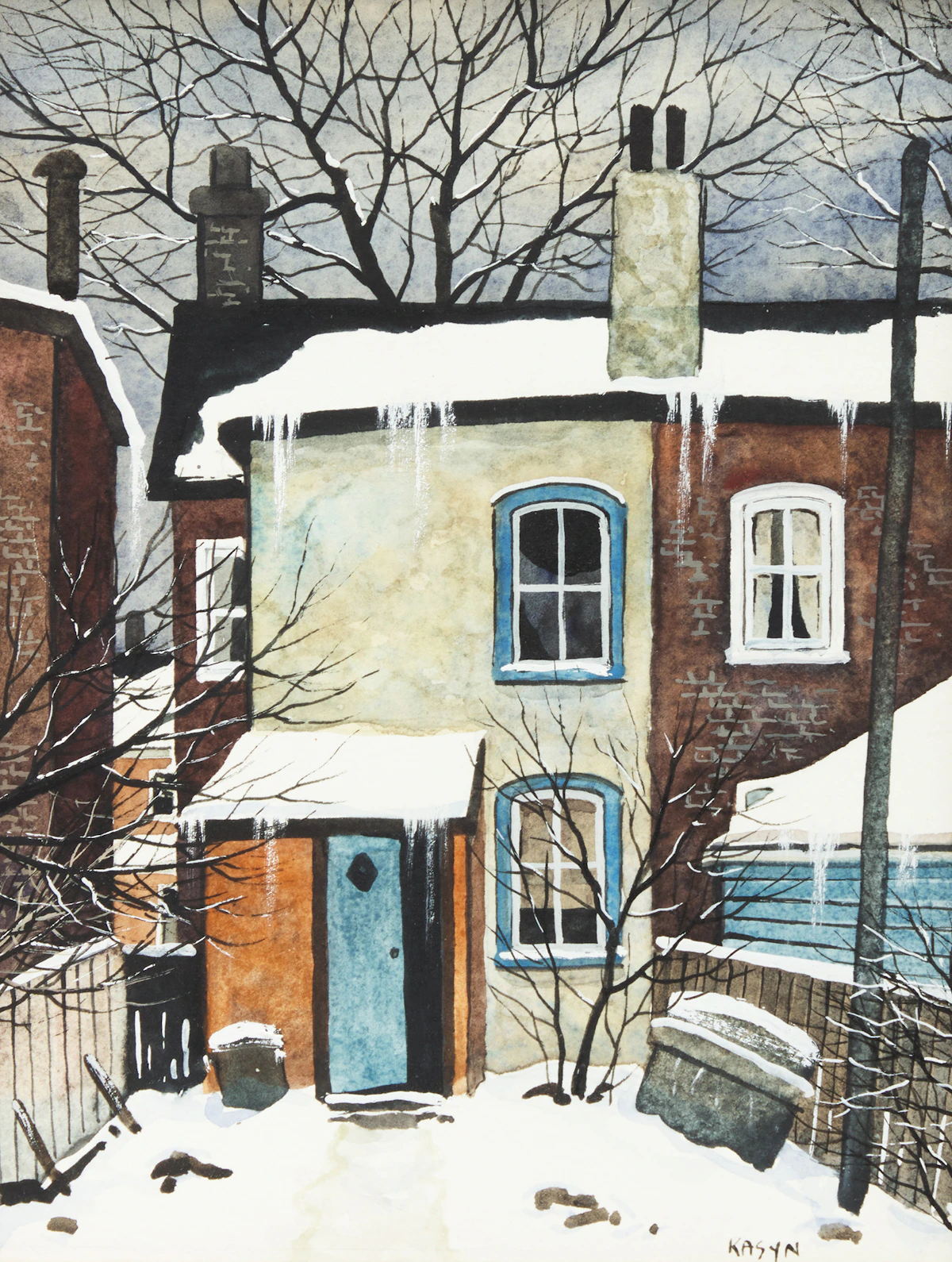 John Kasyn, Back Yard on Oak Street, Toronto, watercolour