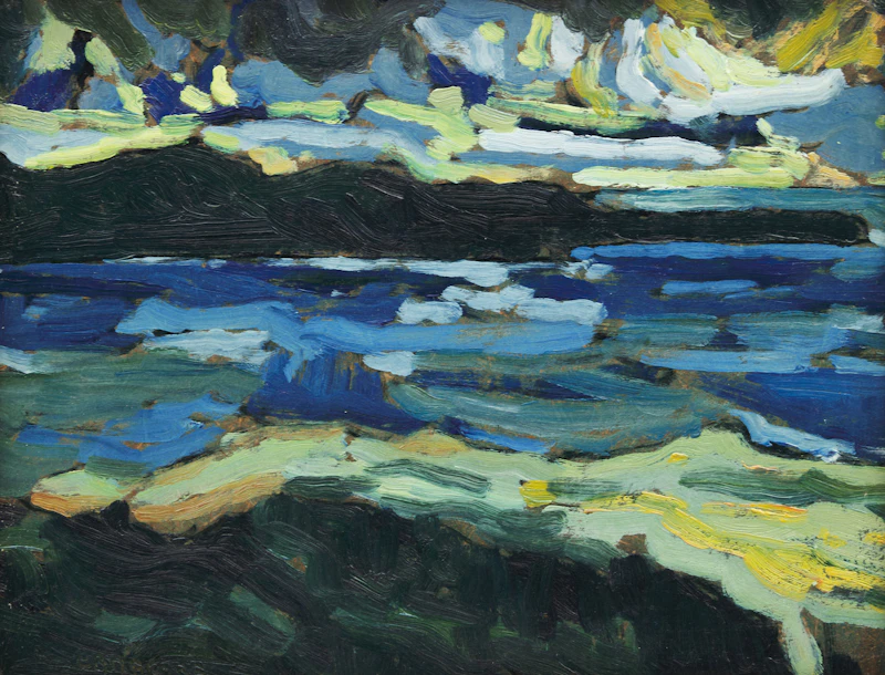 Phil Richard Ermacora, Untitled (Hills in Autumn); Untitled (Shoreline Landscape), two oil paintings on board - view 4