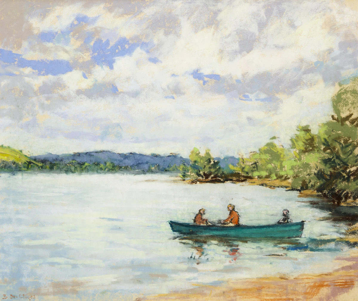 Berthe Des Clayes, Fishing (Eastern Townships), pastel