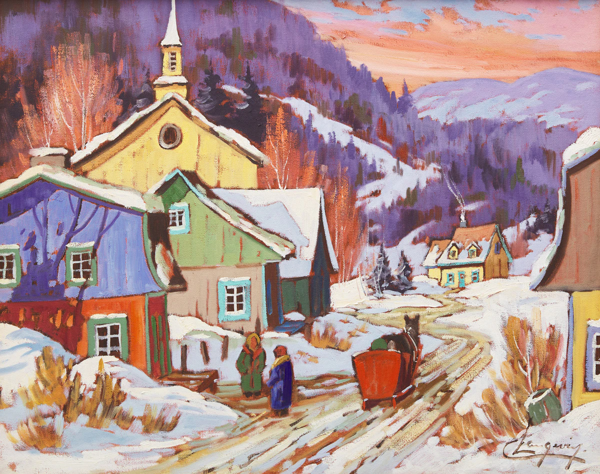 Claude Langevin, Devant la maison paternelle, oil on canvas