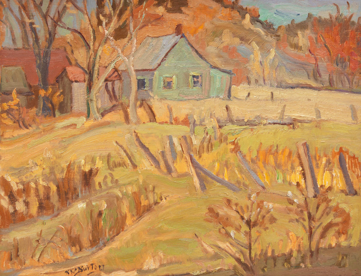 Ralph Wallace Burton, The Brown Farm, Cantley, Que, oil on panel, 1960