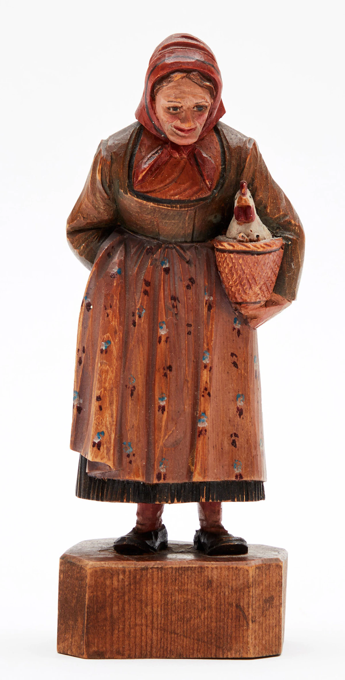 Various Artists, Woman with Chicken; Figure of a Man and Woman, two wood carvings