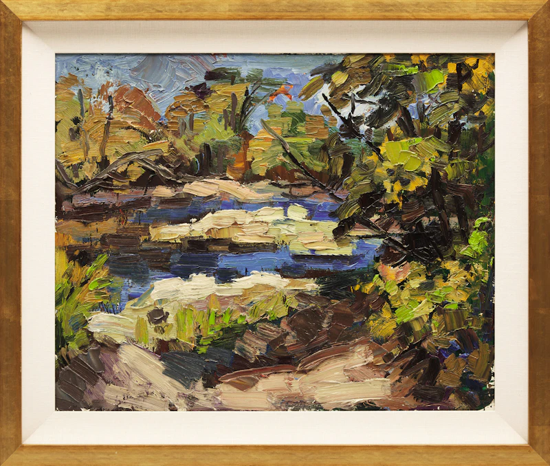 Armand Tatossian, Forest River; Stream in the Woods, two oil on board paintings - view 2