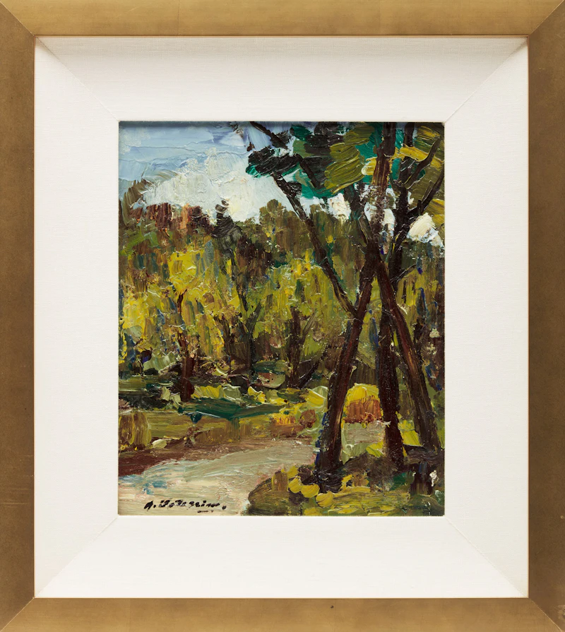 Armand Tatossian, Forest River; Stream in the Woods, two oil on board paintings - view 5