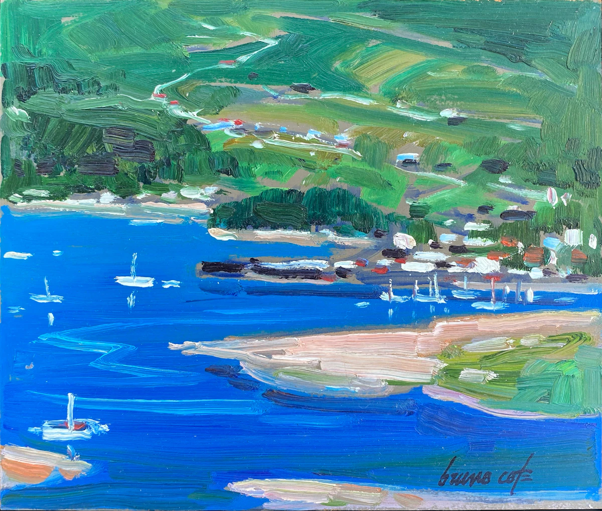 Bruno Côté, Boisé du quai, oil on board