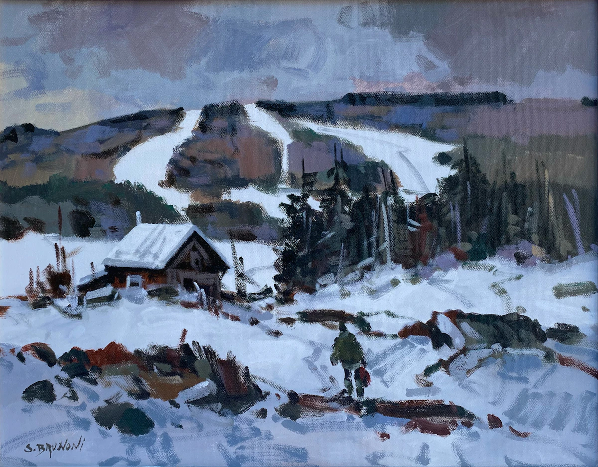 Serge Brunoni, Chemin d'hiver, oil on canvas