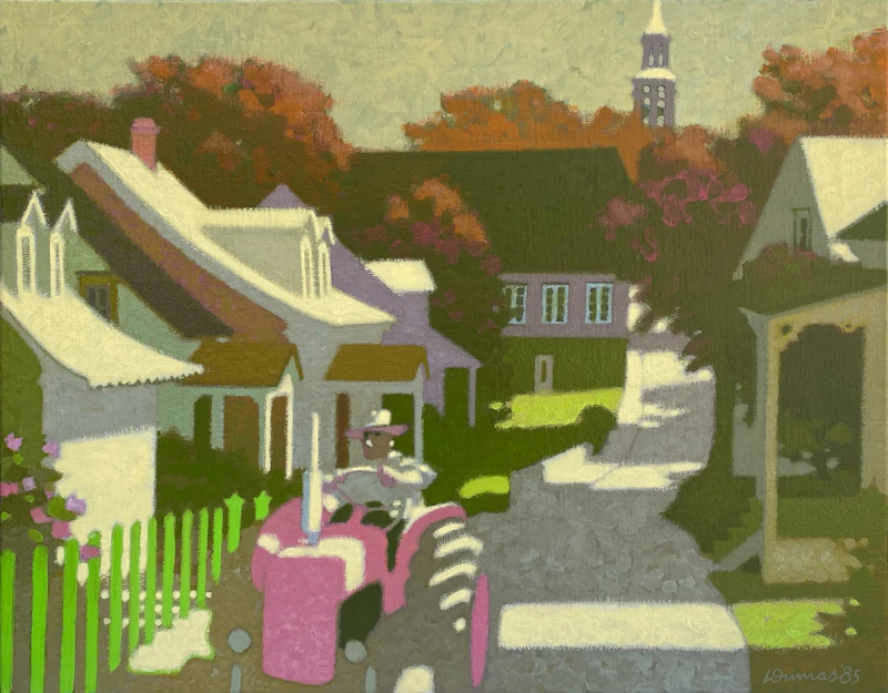 Antoine Dumas, Après-midi au village, oil on canvas, 1985 - view 1