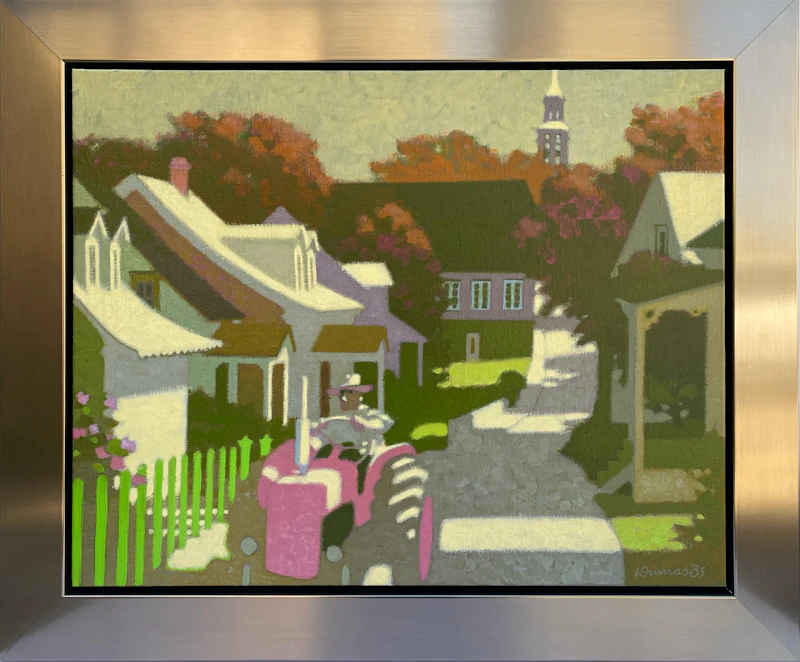 Antoine Dumas, Après-midi au village, oil on canvas, 1985 - view 2