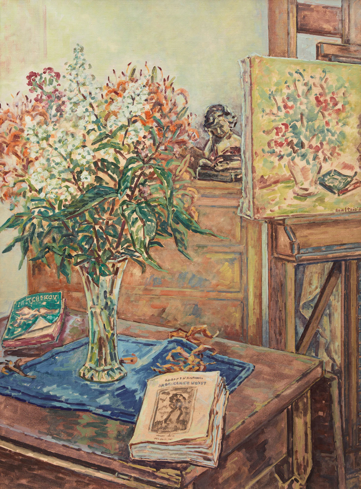 Marcella Maltais, Intérieur avec Monet Monsieur, oil on canvas, 1992