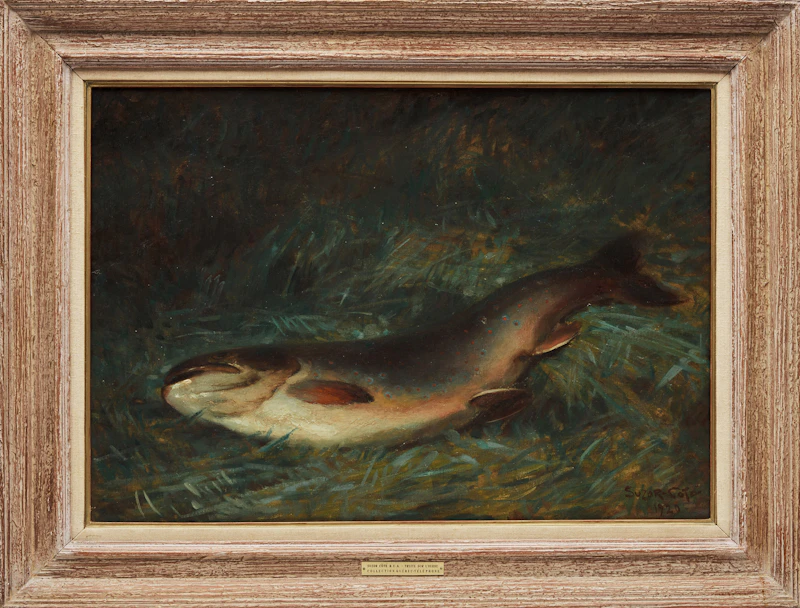 Marc-Aurèle de Foy Suzor-Coté, Truite sur l’herbe, oil on canvas, 1920 - view 2