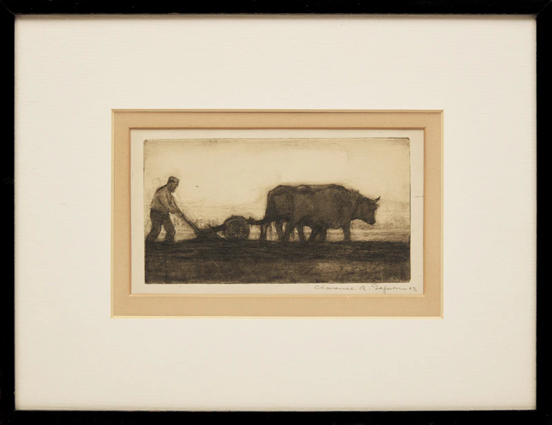 Clarence Alphonse Gagnon, Oxen Plowing, 1902, etching - view 2