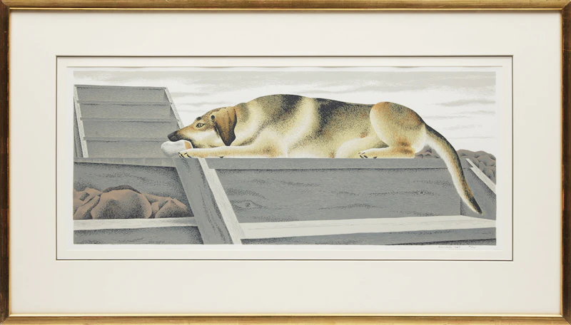 David Alexander Colville, Le Chien d’or (Golden Dog), colour serigraph, 1987 - view 2