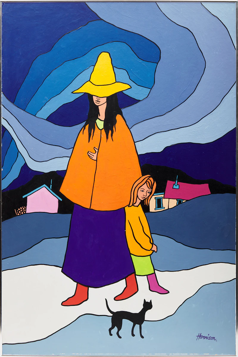 Ted Harrison, Girl in Yellow Hat, acrylic on board, 1981 - view 2