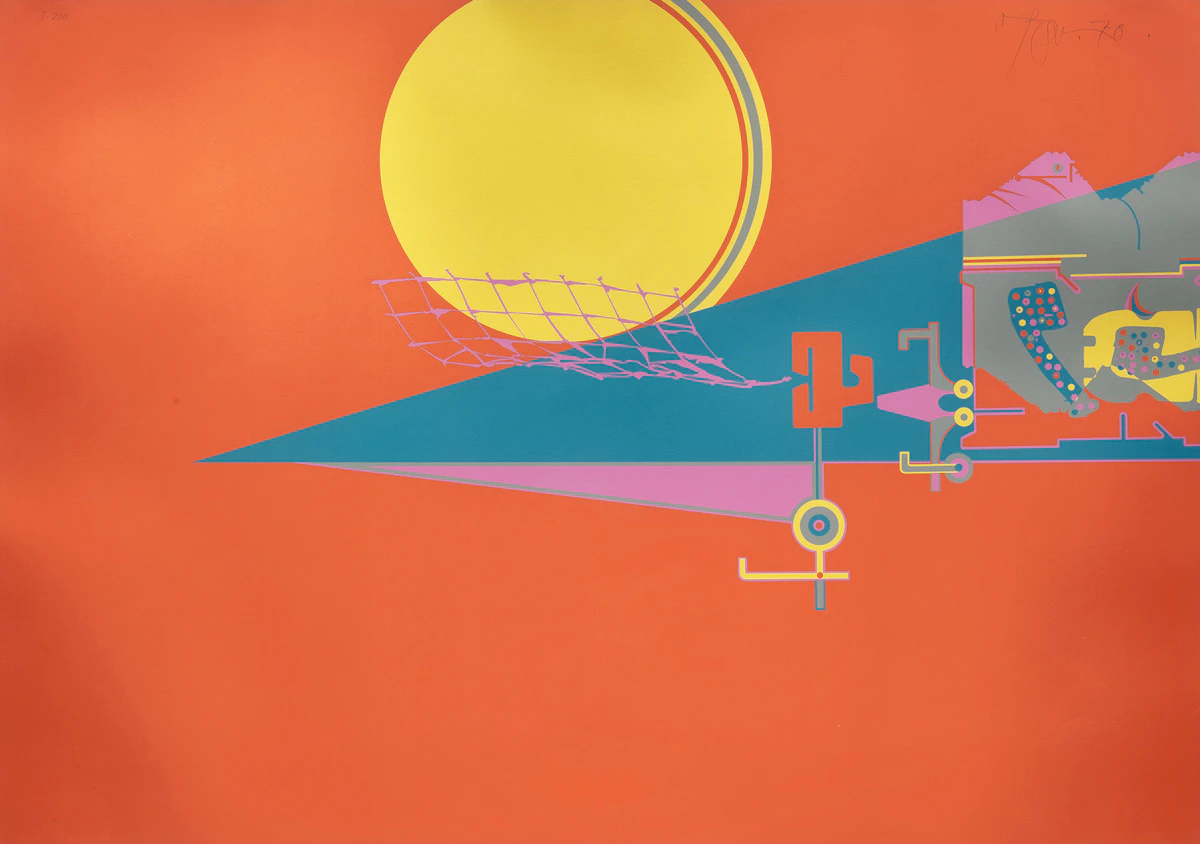 Harold Barling Town, Moon Net, colour serigraph, 1970