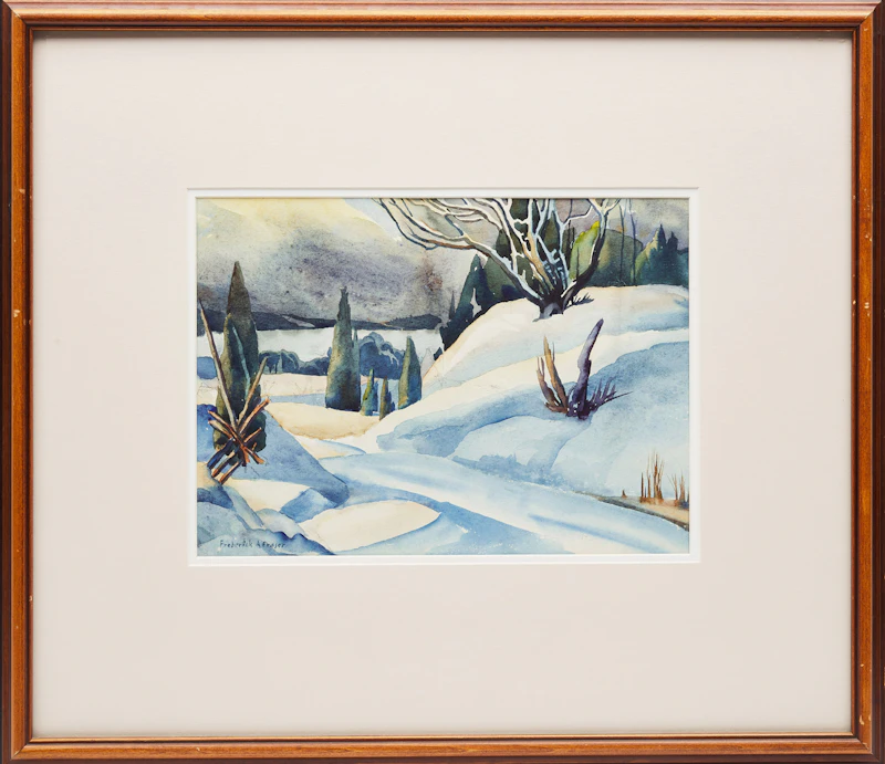 Frederick Alexander Fraser, Snowy Road, Winter, watercolour, circa 1940 - view 2