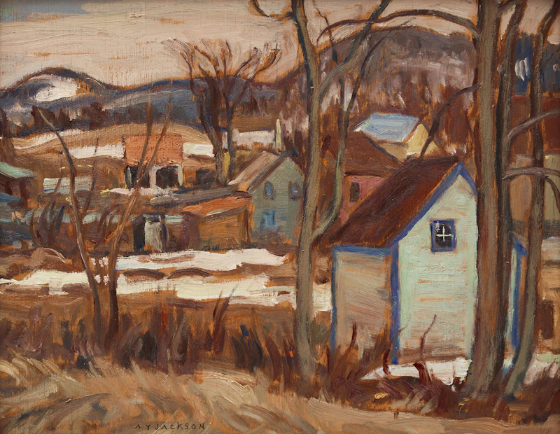 Alexander Young Jackson, Weir, Quebec, oil on panel