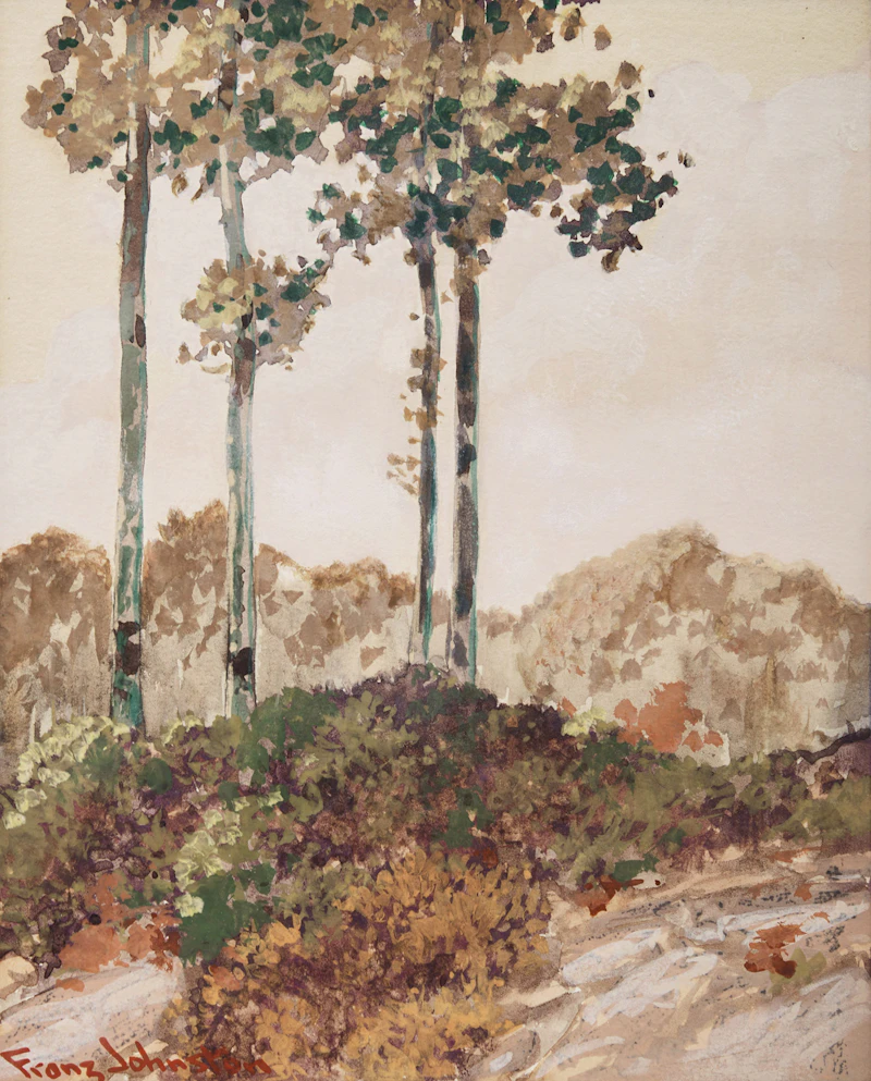 Frank Hans Johnston, Poplars, gouache on paper