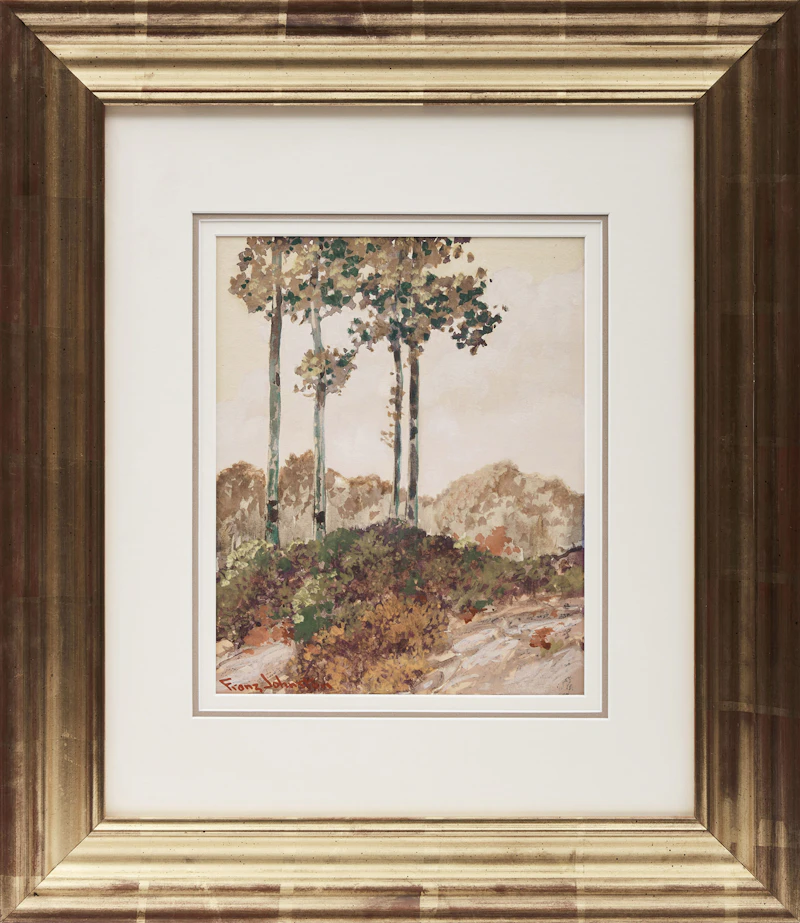 Frank Hans Johnston, Poplars, gouache on paper, circa 1924 - view 2