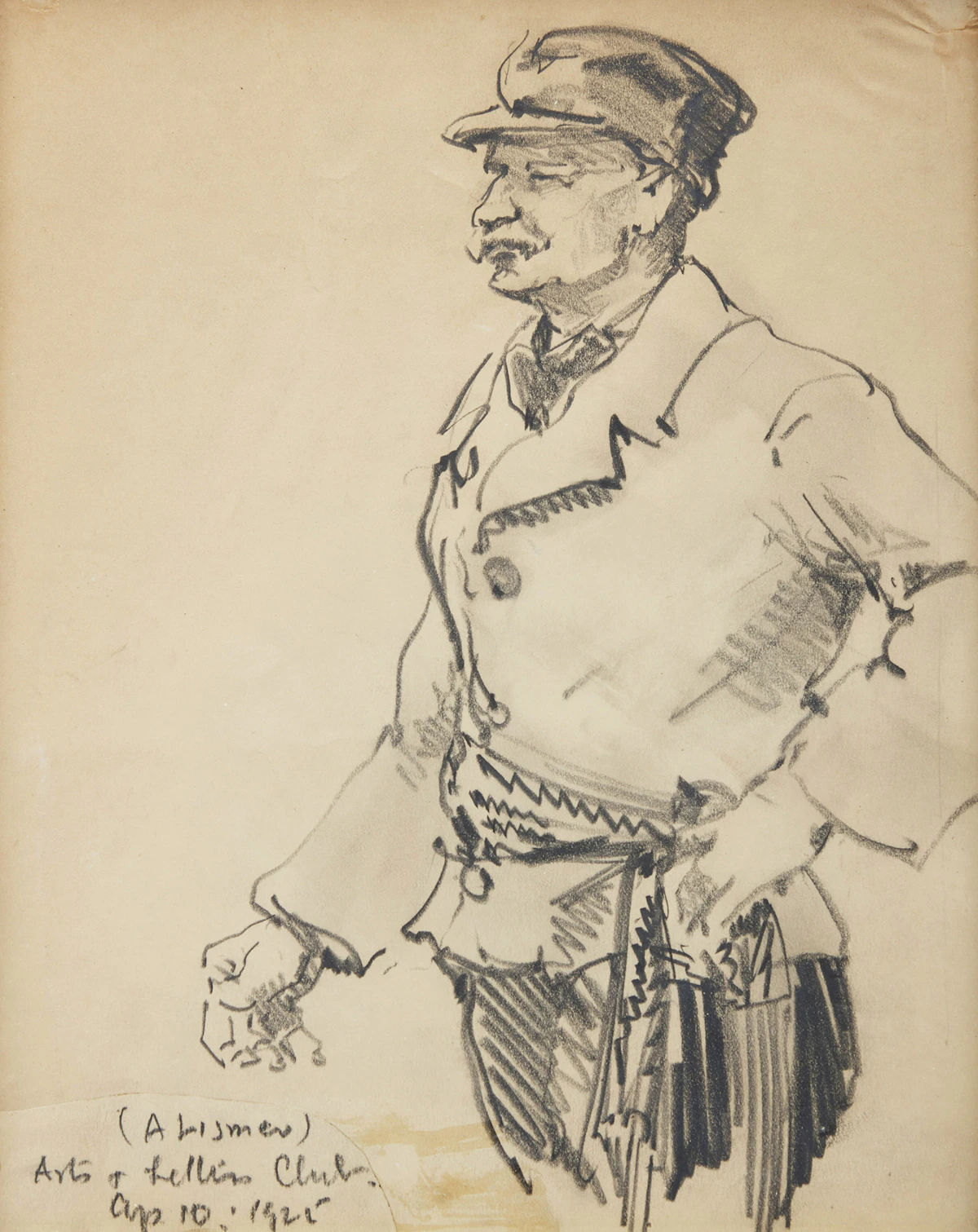 Arthur Lismer, Phileas Bedard, Arts & Letters Club, ink drawing, 1925