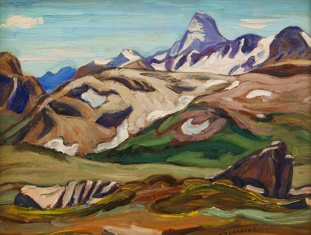 Alexander Young Jackson, Early Spring in the Rockies, oil on board, circa 1942