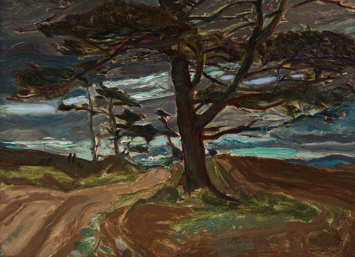 Frederick Horsman Varley, Untitled Landscape , oil on board
