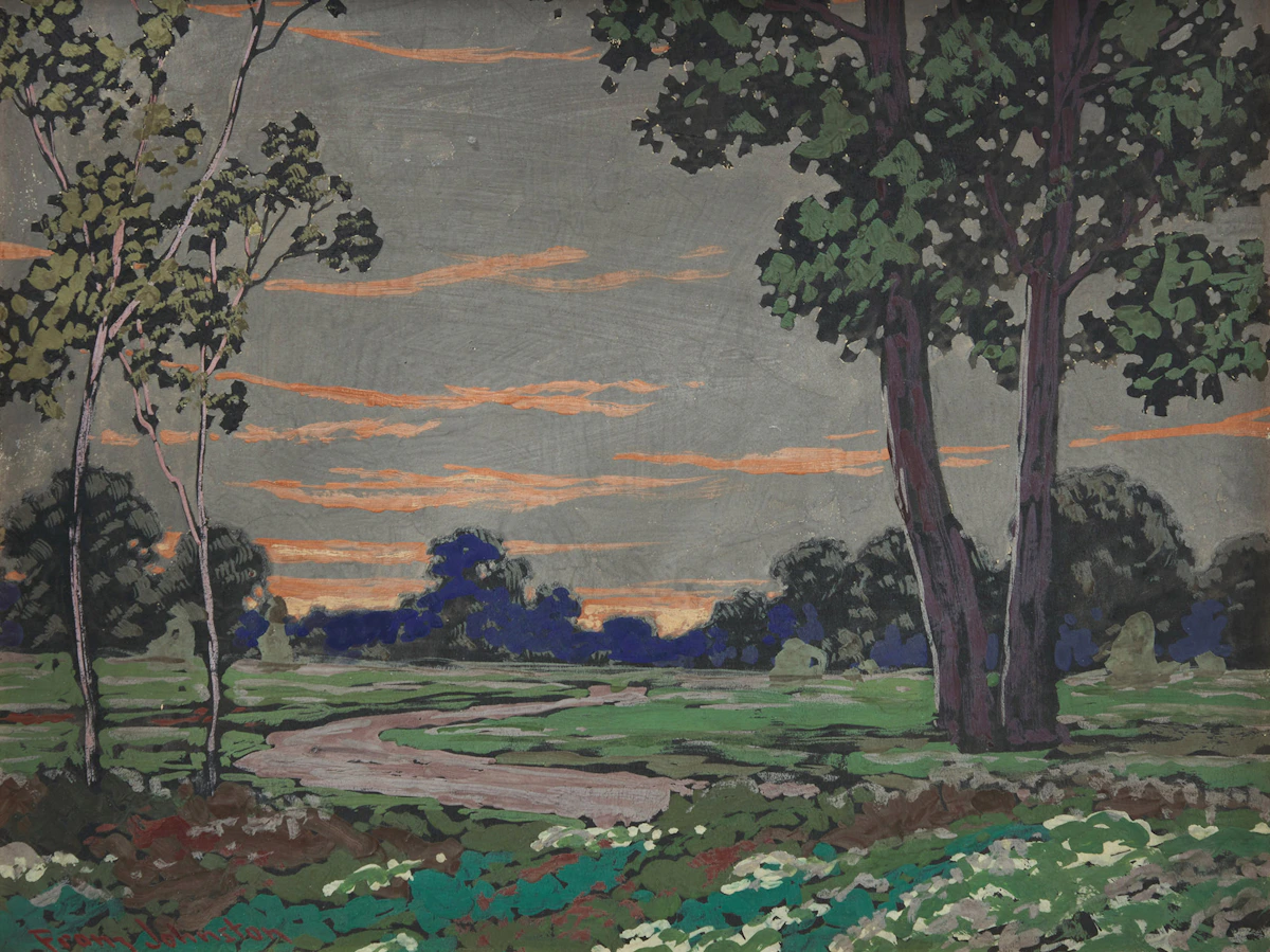Frank Hans Johnston, Sunset, tempera on board