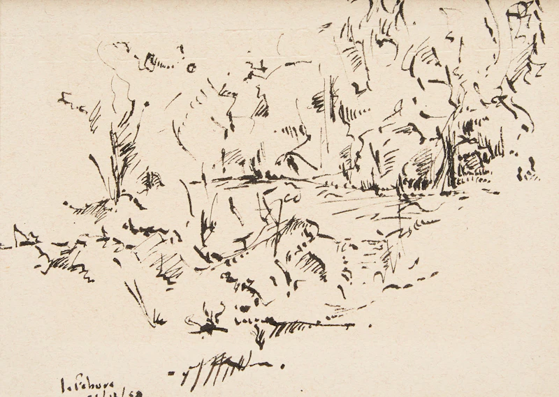 Jean LeFébure, Landscape Study, ink drawing - view 1