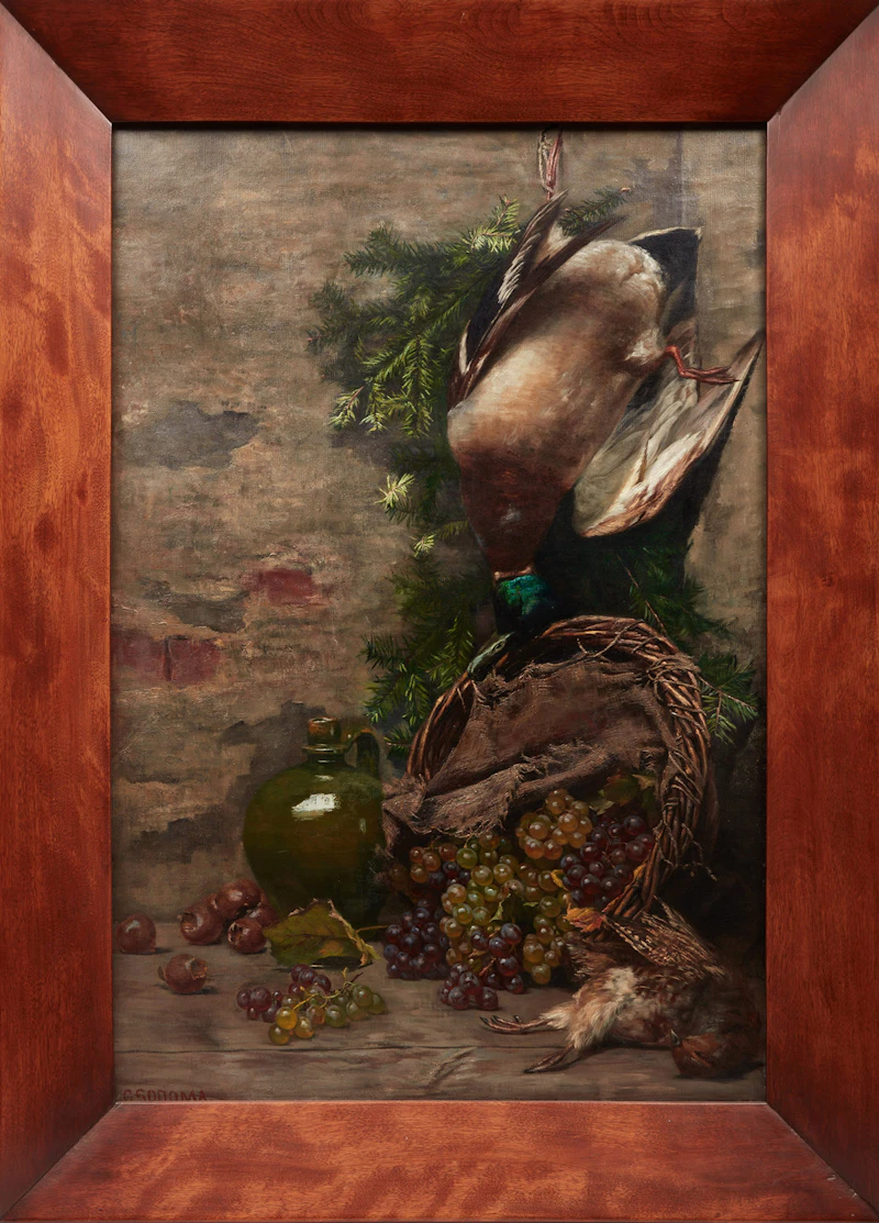 Camilla Sodoma, Still Life with Grapes and Fowl, oil on canvas - view 2