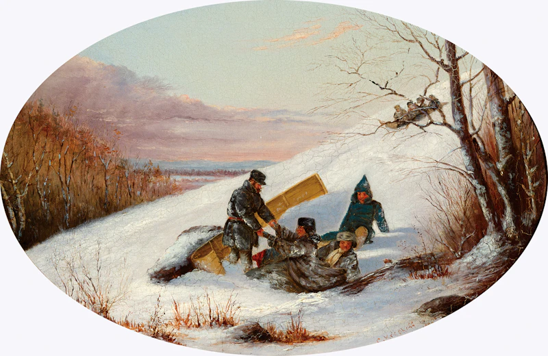 Cornelius Krieghoff, Falling Down, 1856, oil on canvas