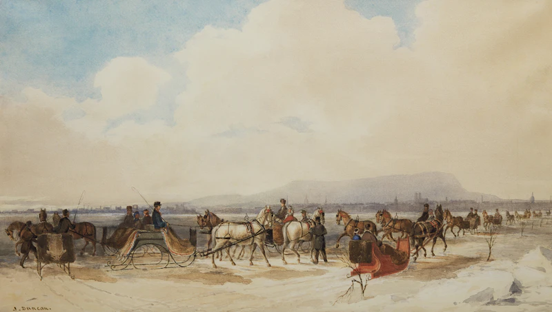 James Duncan, Sleighing on the St. Lawrence, 1846, watercolour and gouache over graphite on paper, circa 1846 - view 1