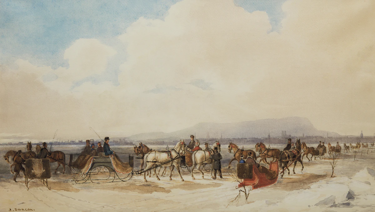 James Duncan, Sleighing on the St. Lawrence, 1846, watercolour and gouache over graphite on paper, circa 1846