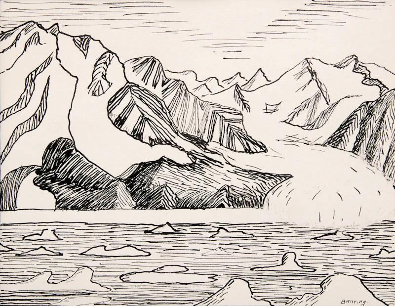 Frederick Grant Banting, Bylot Island, ink drawing