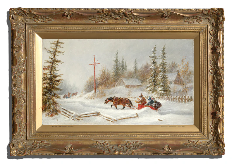 Cornelius Krieghoff, Winter, the Wayside Shrine, oil on canvas - view 2