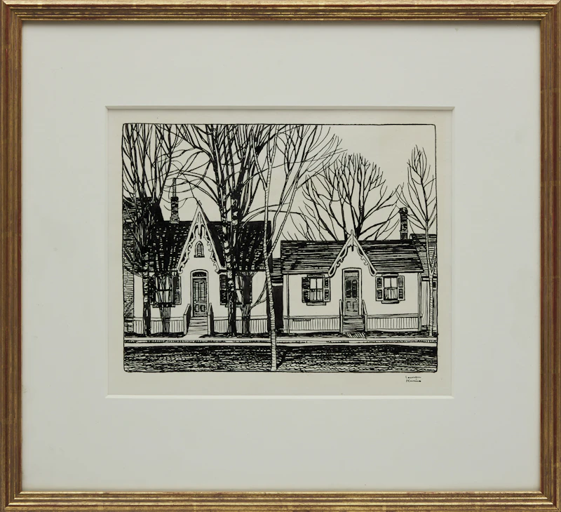 Lawren Stewart Harris, Houses, University Avenue, Toronto, ink drawing - view 2