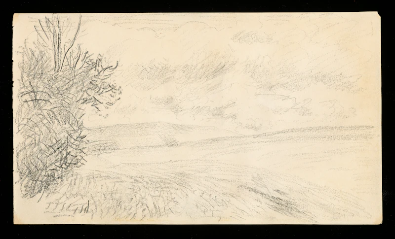 Camille Pissarro, Landscape, pencil on paper - view 2