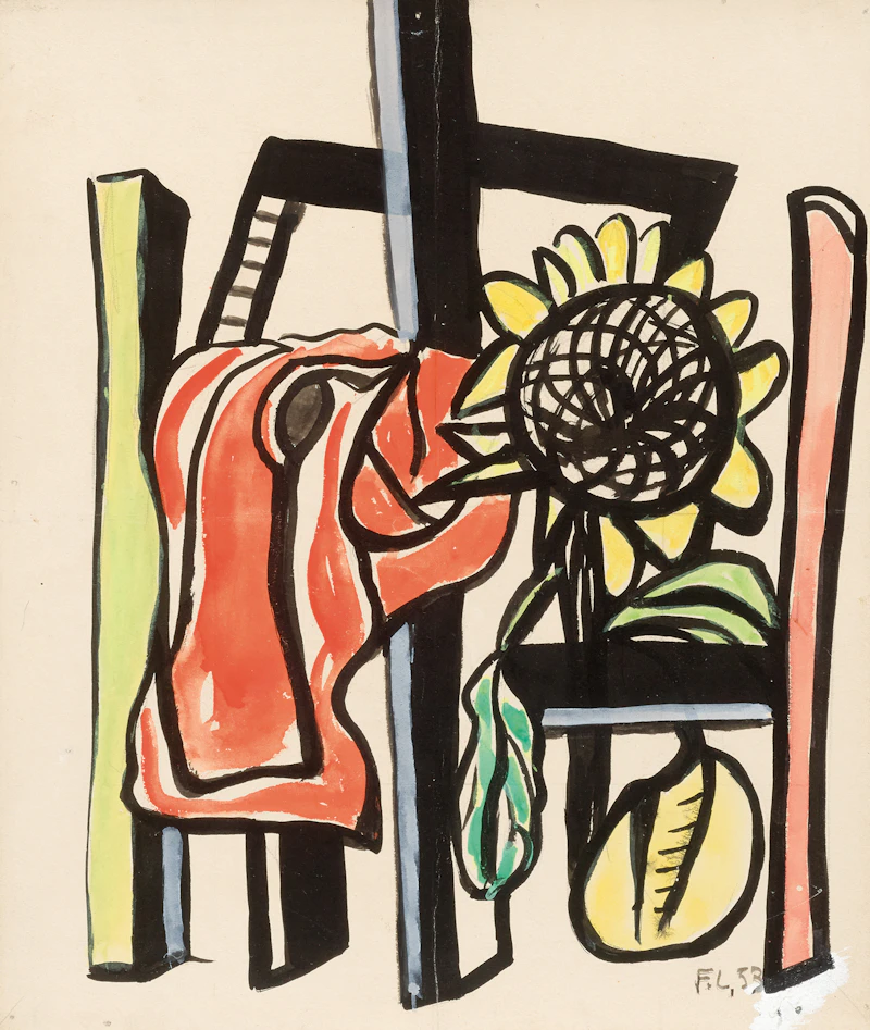 Fernand Léger, Composition au Tournesol, 1953, gouache on paper laid on canvas - view 1