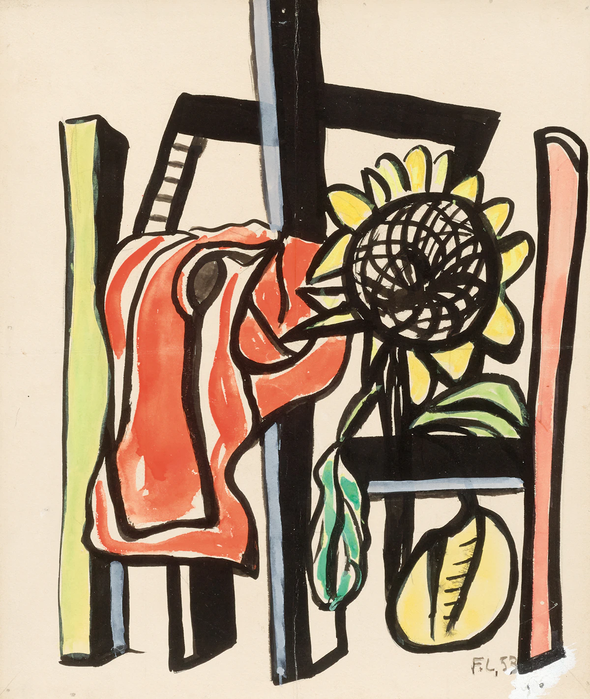 Fernand Léger, Composition au Tournesol, 1953, gouache on paper laid on canvas