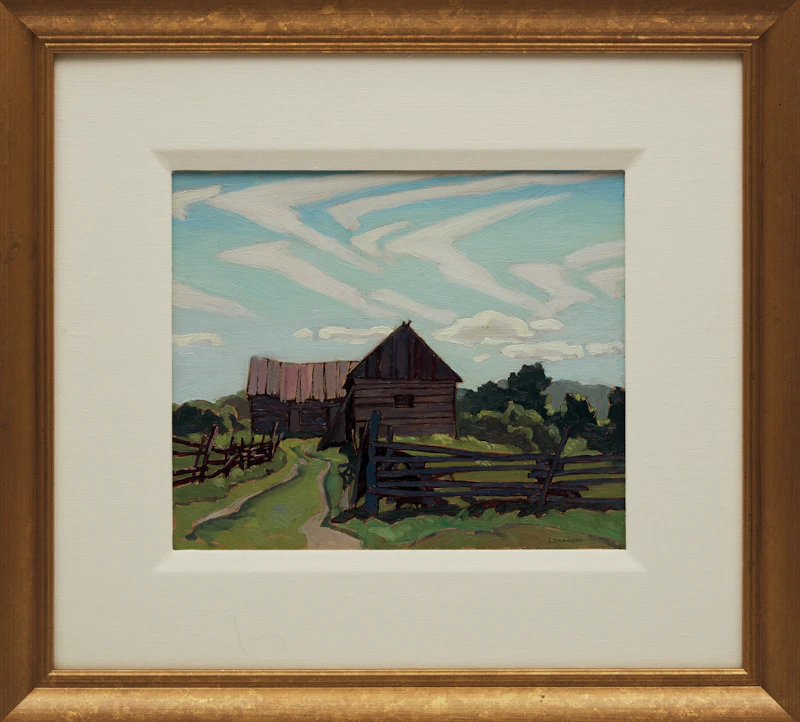 Alfred Joseph Casson, Log Barn, Haliburton, 1929, oil on board - view 2