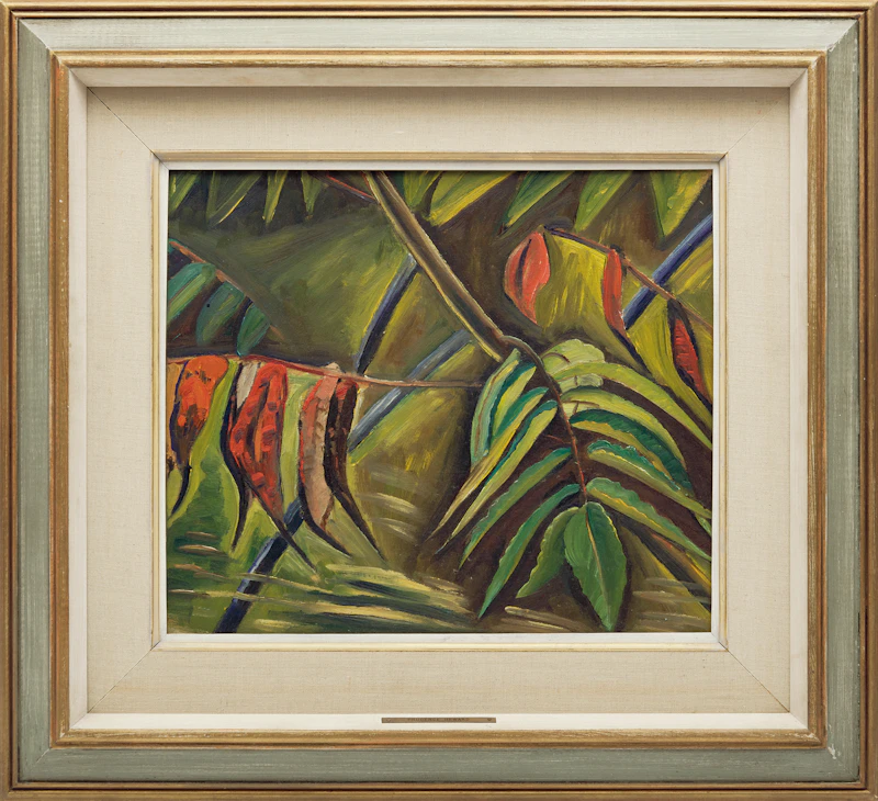 Efa Prudence Heward, Sumachs - Study for Background of "Dark Girl", oil on board - view 2