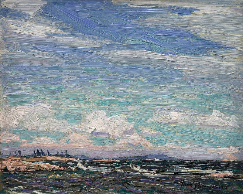 Tom Thomson, Giant's Tomb, Georgian Bay, Summer 1914, oil on composite wood-pulp board