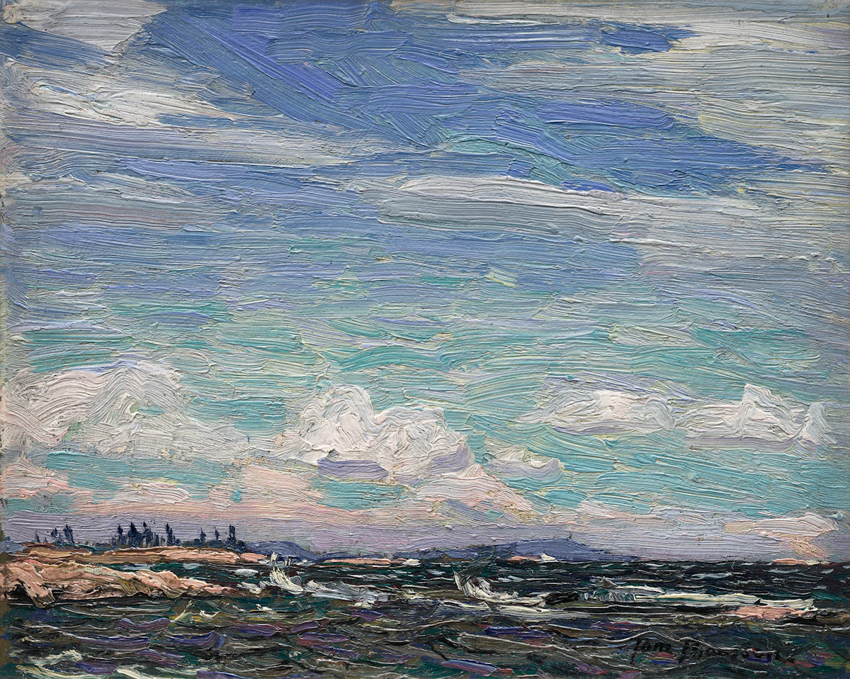 Tom Thomson, Giant's Tomb, Georgian Bay, Summer 1914, oil on composite wood-pulp board